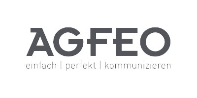 Logo von AGFEO mit dem Slogan einfach | perfekt | kommunizieren