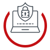 Schild mit einem hinterlegten Schloss und einem Computerbildschirm, der das Bild stützt, symbolisiert Cybersicherheit