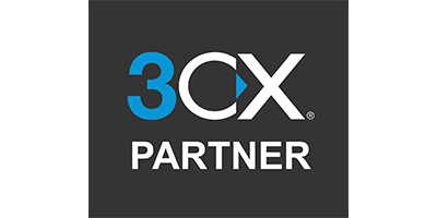 3CX Partner-Logo mit dem Text "3CX" in groß und "PARTNER" darunter