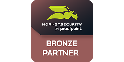 Logo von Hornetsecurity by Proofpoint mit dem Text "BRONZE PARTNER" darunter