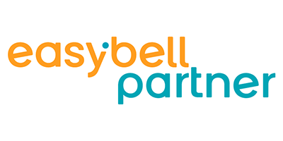 Logo von easybell mit dem Wort "partner" in einer anderen Schriftfarbe